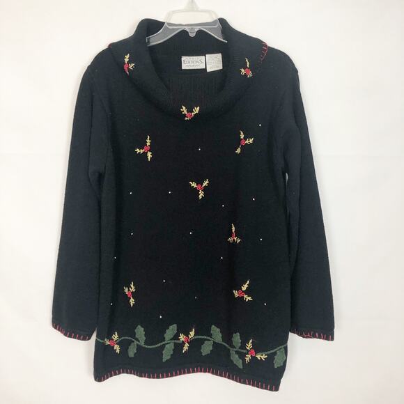 Basic Editions Holiday Vintage Ramie Blend Cowl Neck Sweater Size L - Picture 1 of 9